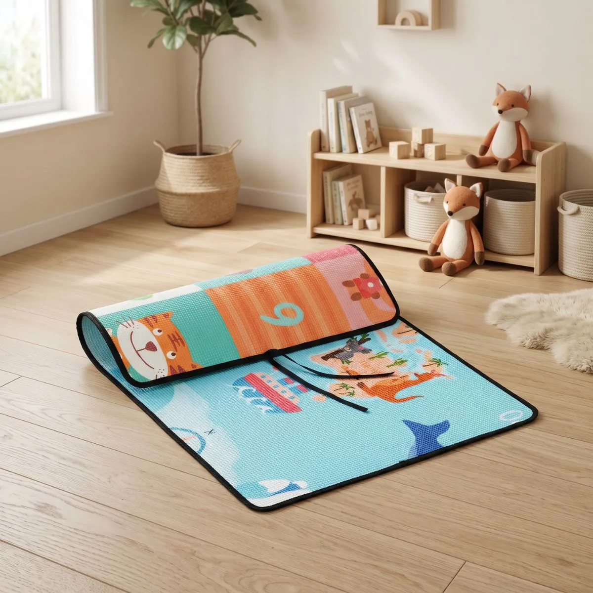 Perlak Bayi Motif A Kartun Digital Peta Hewan