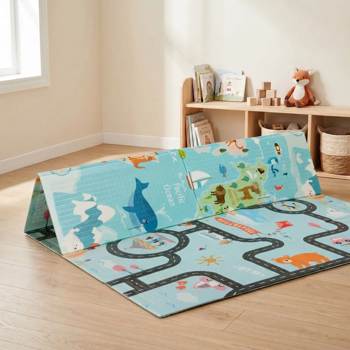 Playmat Lipat Motif H Peta Hewan Taman Bermain